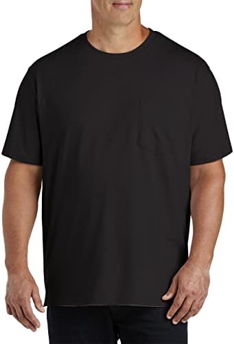 DXL BIG ו- TALL Essentials Tees 2-PK- Tees | חולצות טריקו לכיס כותנה, שחור, חסר תגיות, חולצות טריקו